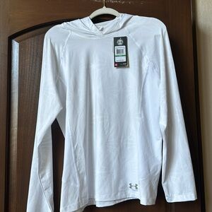 Under Armour White Long Sleeve Hoodie. Polyester fitted.